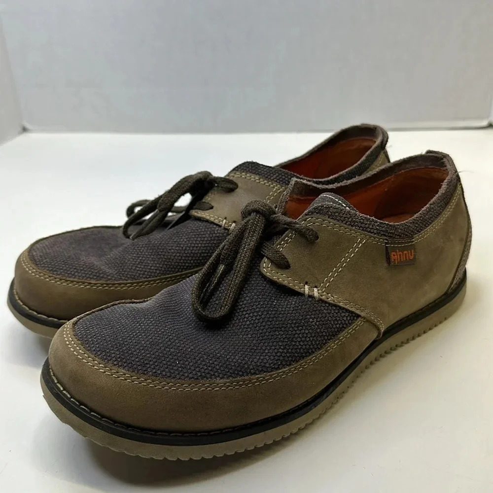 Ahnu Parkside Sneakers Lace Up Athletic Suede Shoes Tan Brown Men's Size 8.5
